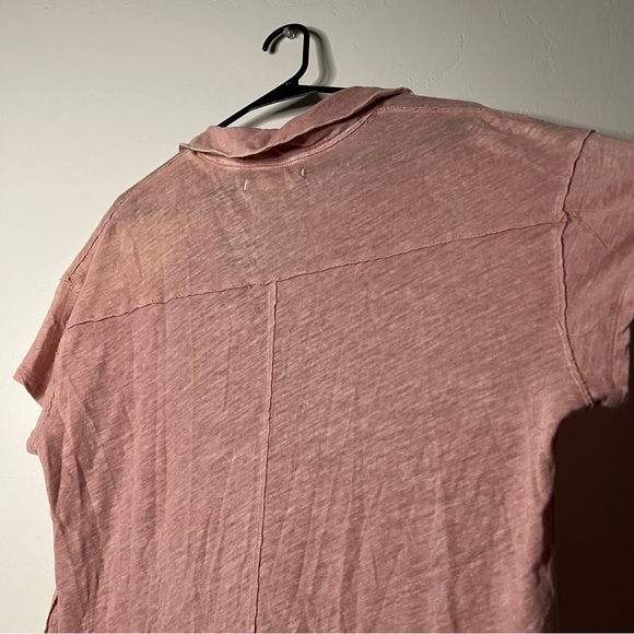 NWOT Free People Size Large Linen Blend The Posh Tee in Desert Rose Pink - Picture 8 of 11